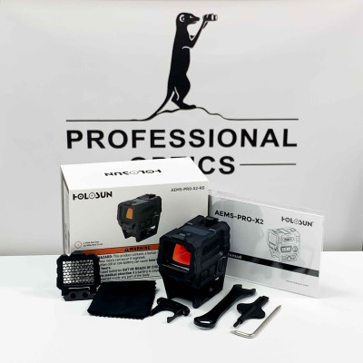Holosun AEMS-PRO-X2-RD Advanced MRS Red Dot Sight 2 MOA dot, 65 MOA circle Solar Failsafe + Shake Awake