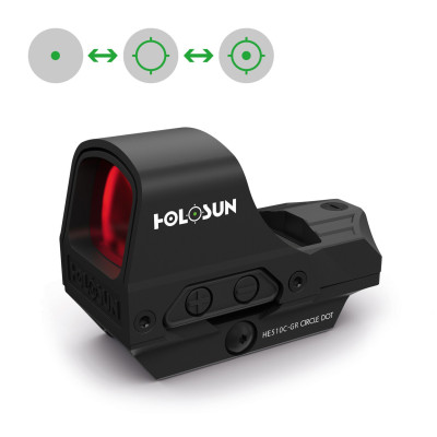 Holosun ELITE HE510C-GR open reflex green dot sight, switchable 2MOA dot, 65MOA circle dot reticle