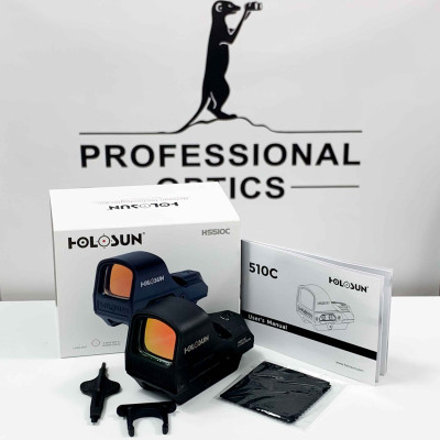 Holosun HS510C open reflex red dot sight with switchable 2MOA dot, 65MOA circle dot reticle and solar cell