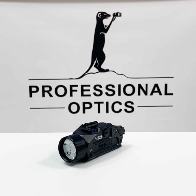 LED svjetiljka Holosun P.ID-DUAL s bijelim svjetlom, vidljivim zelenim laserom i nevidljivim IR laserom, s kućištem anodiziranim u crnoj boji, , svjetlinom od 1000 lumena i 23.000 kandela