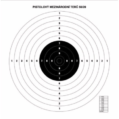 Official Pistol Target 50/20m (Precision) – 10 Pack